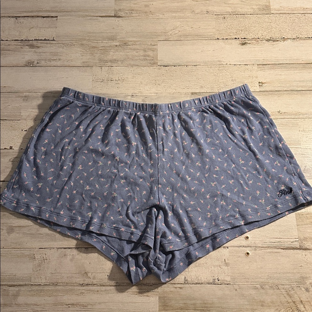 Pink Victoria's Secret Blue and Pink Patterned Sleep Shorts